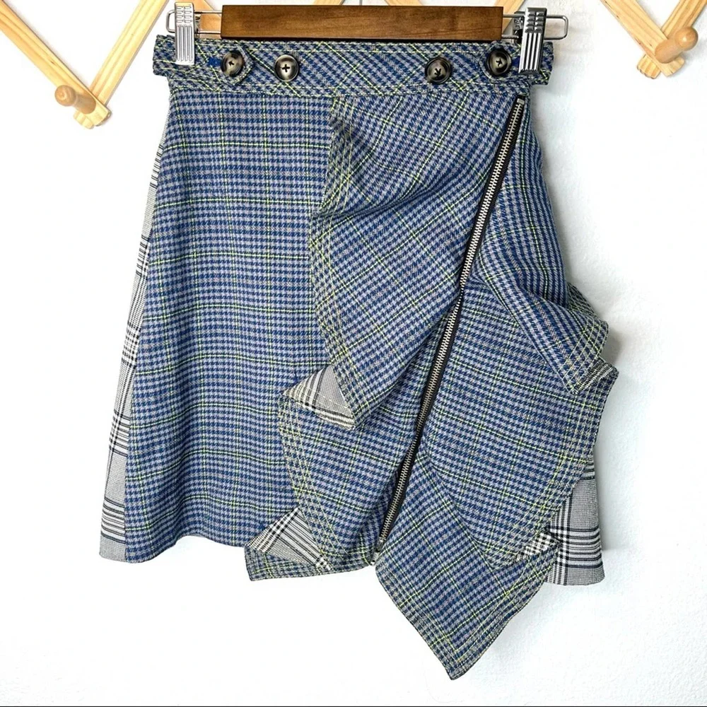 Self-Portrait Flounced Check Plaid Ruffle Skirt US 0 - Picture 11 of 16